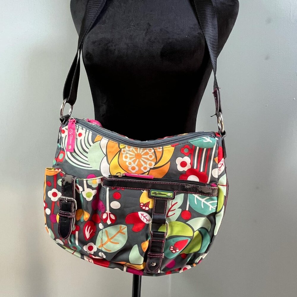 Lily Bloom Medium Size Shoulder Bag Retro Boho Floral Festival Hippie Hipster